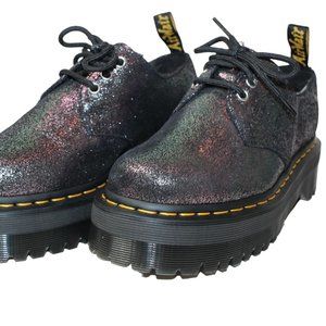 Dr Martens 1461 Quad FL Platform Oxford Purple Glitter Fur Lined Women's 7 NEW!